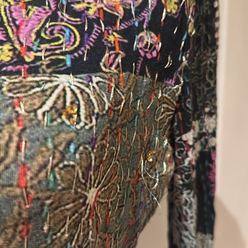 Amazing Desigual patchwork pattern dress w built in sash and gold thread accent - Picture 5 of 13